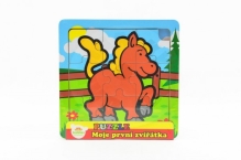 Teddies Mini puzzle dřevěné 9 dílků Moje první zvířátka pro nejmenší 15x15x0,8cm asst 6 dr (1)