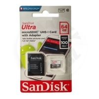 Sandisk MicroSDXC Ultra 64GB (80MB/s, Class 10 UHS-I, Android) + adaptér