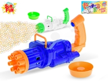 Sun Fun bublifuk pistole 19cm na baterie s náplní 50ml - bílá