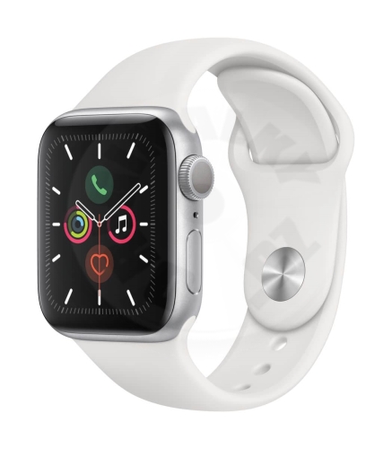 Apple Watch Series 5 44 mm - stříbrný hliník s bílým sport. řemínkem (sleva viz. popisek)