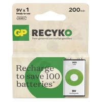 GP Recyko 200, 1ks 9V nabíjecí baterie