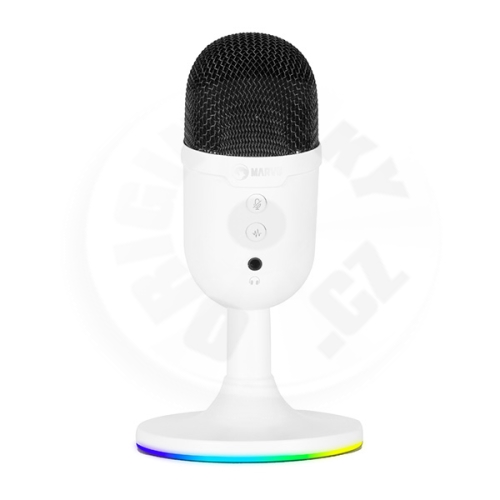 Marvo streamovací mikrofon MIC-06 - bílá s RGB podsvícením (1)