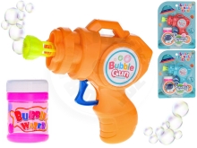Bublifukovač pistole 13cm na setrvačník s náplní 50ml - červená