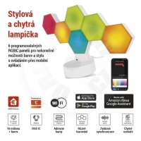 EMOS GoSmart LED stolní lampa Hexagon bílá, 6 dílů, RGBIC stmívatelná, WiFi