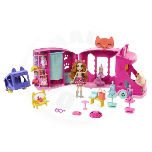 Mattel Enchantimals Glam Party - Kočičí módní obchod na kolech (1)