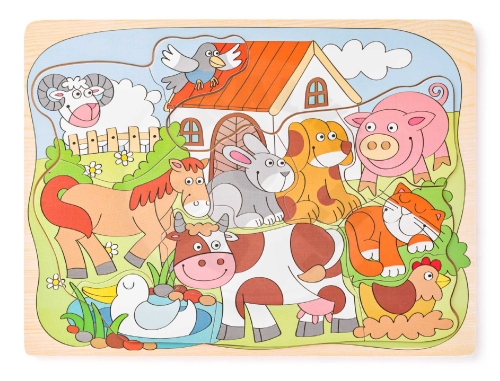 Woody Puzzle na desce ´´Domácí veselá zvířátka´´_(1)