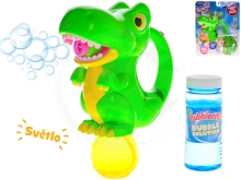 Bublifukovač dinosaurus 20cm na baterie se světlem a s náplní 118ml