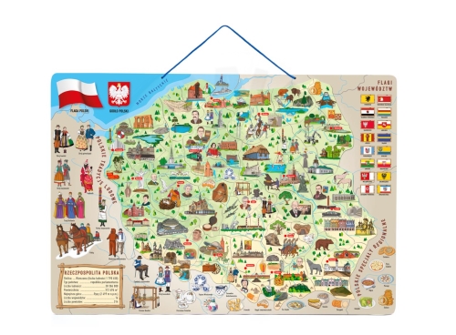 Woody Magnetická mapa Polska s obrázky a společenská hra 3v1_(1)