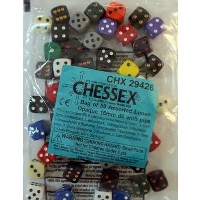 Chessex - 50x D6 kostka 16 mm - náhodný neprůhledný design