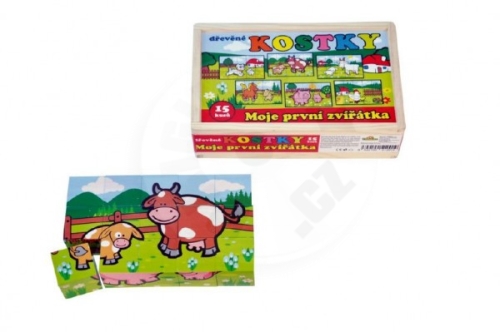 Teddies Kostky kubus Moje první zvířátka dřevo 15ks