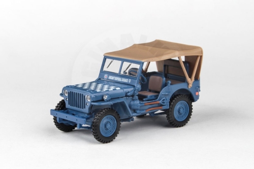 ABREX - Cararama 1:43 - 1/4 Ton Military Vehicle Soft Top - Blue With Sandy Soft Top