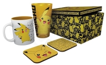 Dárková kazeta, sklenice, hrnek a podtácky - Pikachu