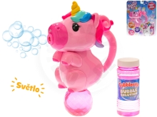 Bublifukovač jednorožec 20cm na baterie se světlem a s náplní 118ml