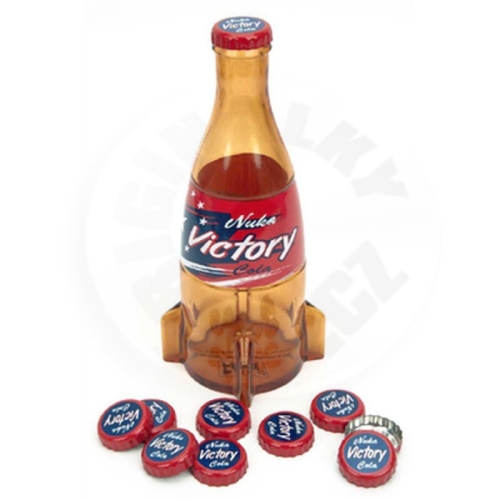 Fallout Nuka-Victory skleněná červená láhev a uzávěry