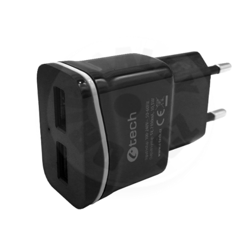 C-tech UC-03BK Univerzální 2x USB nabíječka 2,1A - černá