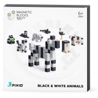 PIXIO Black &amp; White Animals Magnetická stavebnice