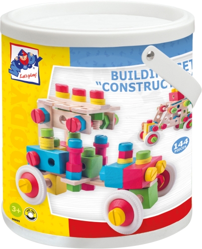 Woody Montážní stavebnice v kyblíku ´´Constructor´´, 140 dílů