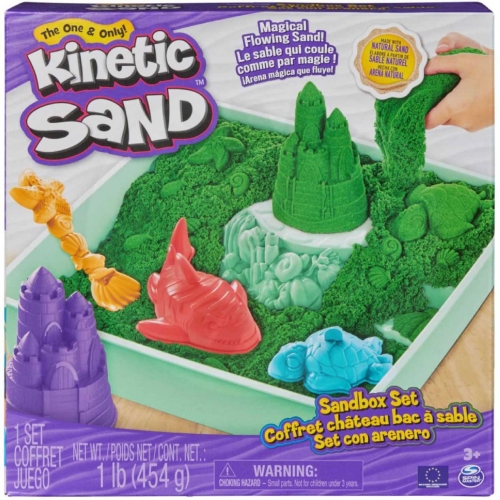 KINETIC SAND KRABICE TEKUTÉHO PÍSKU S PODLOŽKOU ZELENÁ